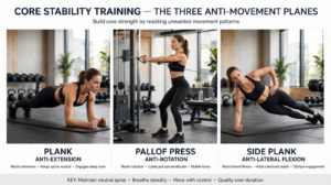 Best core stability exercises beyond crunches including planks Pallof press dead bugs and side planks for Americans over 40