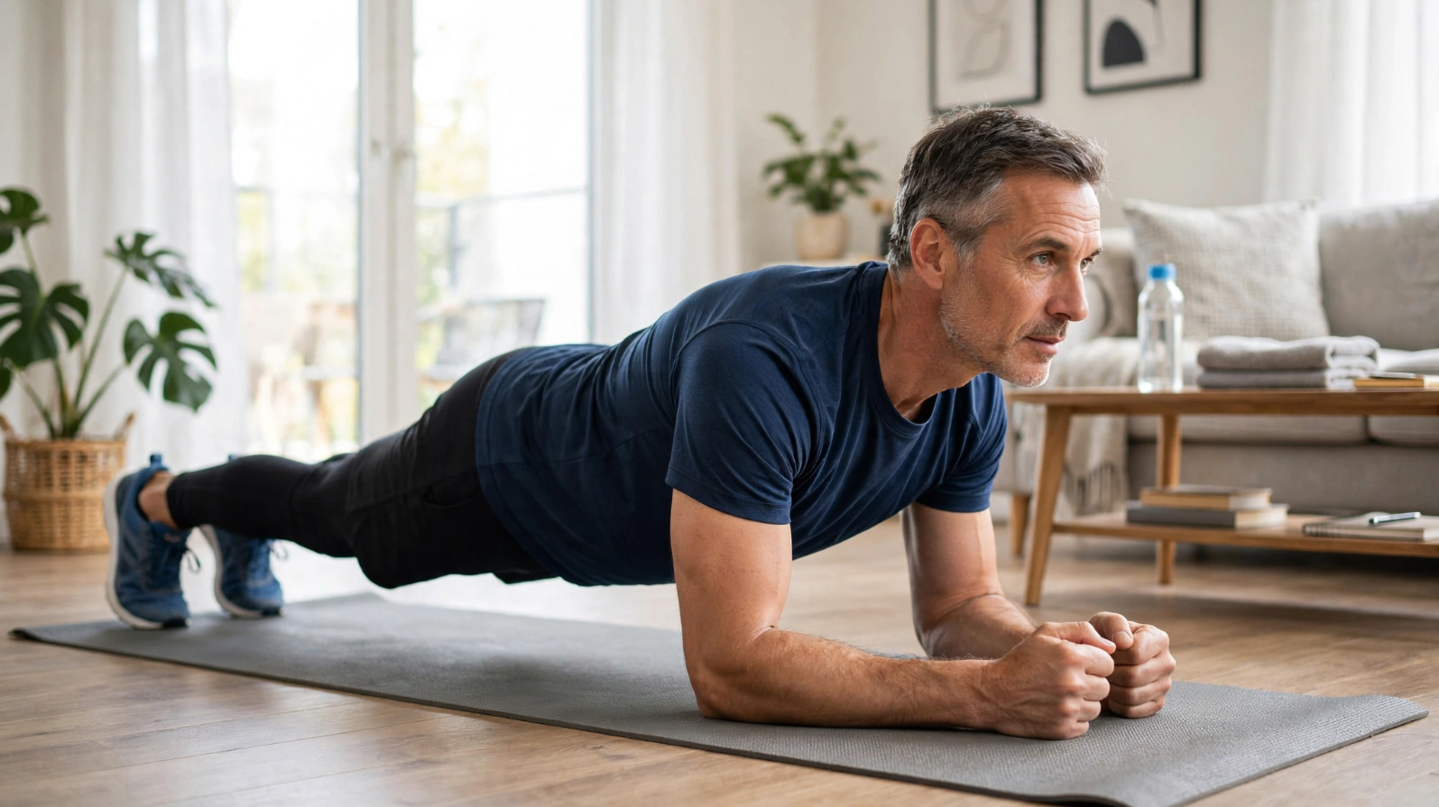 Core stability exercises dead bug bird dog plank for Americans over 40 to protect lower back during weightlifting and strength training