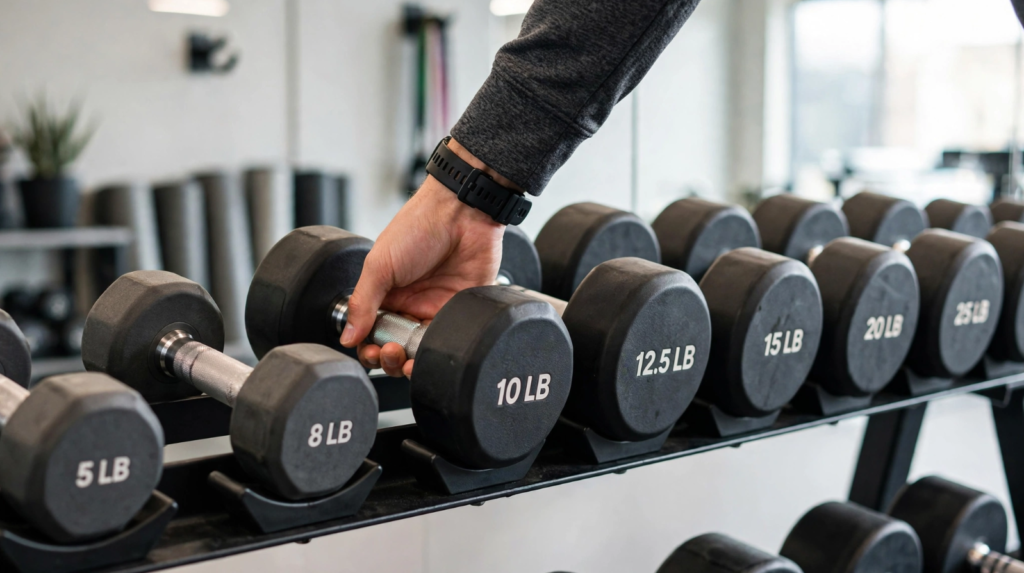 How to choose the right weight for strength training workouts for Americans over 40 using RPE scale and reps left in the tank method