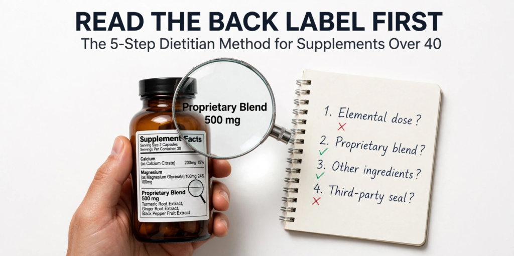How to Read a Supplement Facts Panel Like a Dietitian The 5-Step Method for Over-40 Americans
