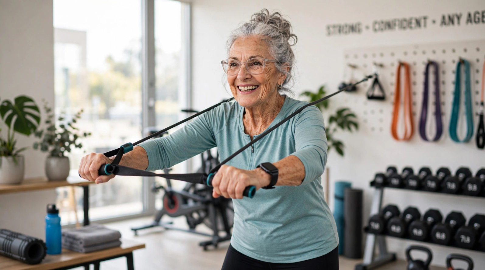 Strength training for older adults over 60 70 and 80 showing it's never too late to start lifting weights for Americans