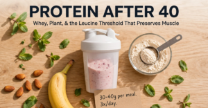 Protein Powder After 40 Whey, Plant, Collagen, and the Anabolic Threshold You Must Know