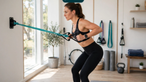 Resistance band workout full-body strength routine for Americans over 40 using bands for home training