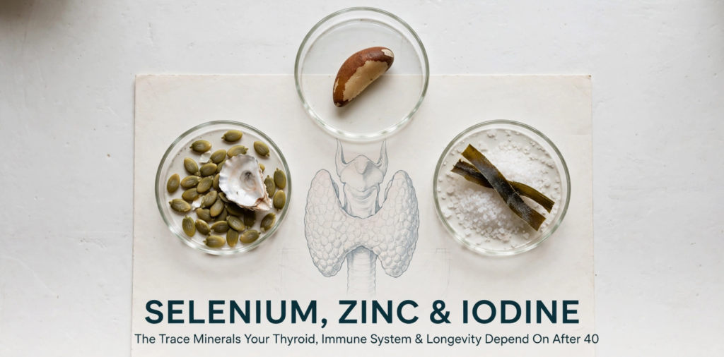 Selenium, Zinc, and Iodine The Trace Minerals That Support Thyroid, Immunity, and Longevity After 40