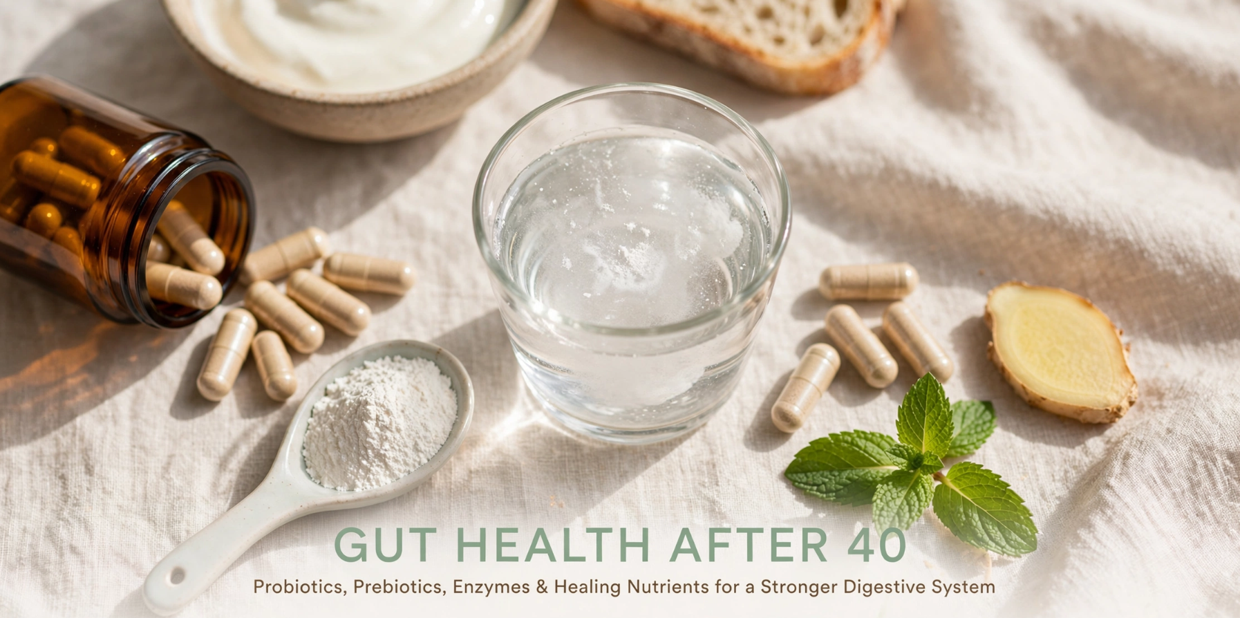 The Complete Guide to Digestive Health Probiotics, Prebiotics, Digestive Enzymes, and Gut-Healing Nutrients After 40